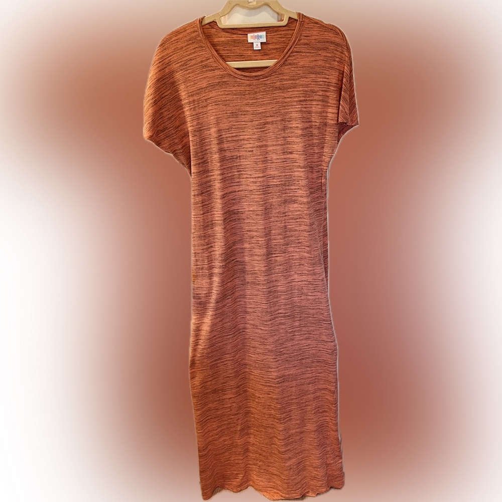 Salmon pink and black heathered Maria maxi women’s dress size medium